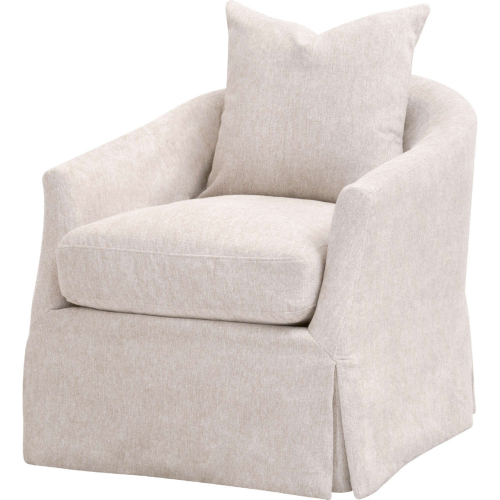 Faye Slipcover Swivel Club Chair in LiveSmart Halifax Ivory Fabric 6650.LHIVO